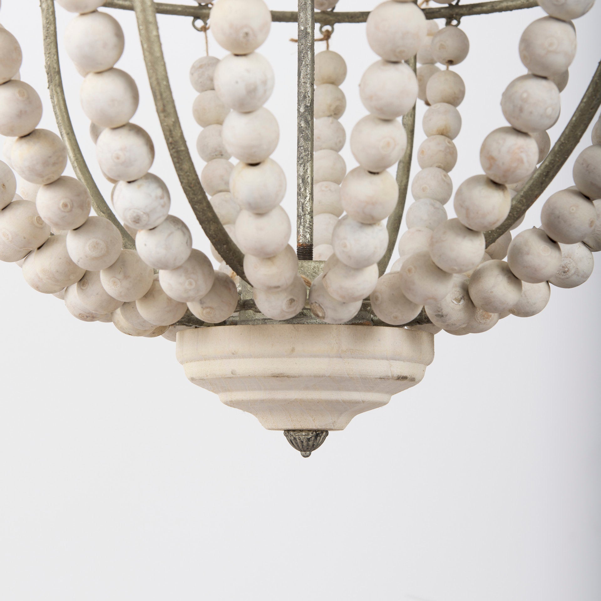 Phillum Chandelier White Wood | Silver Metal - chandeliers