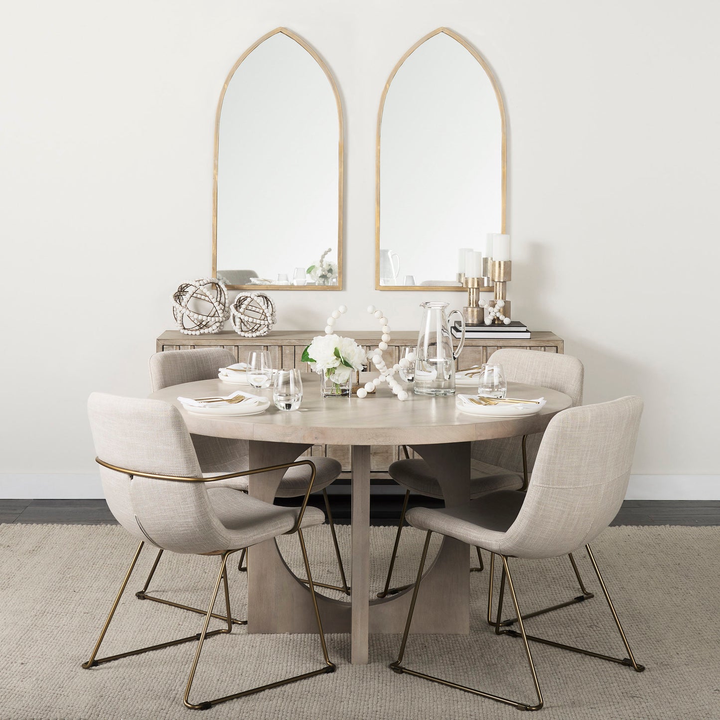 Liesl 54" Round Barely Gray Finished Wood W/ Circular Top Dining Table