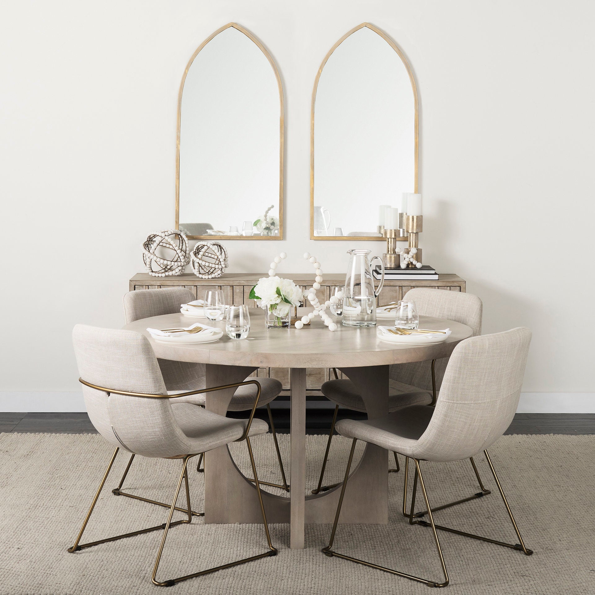 Liesl 54" Round Barely Gray Finished Wood W/ Circular Top Dining Table