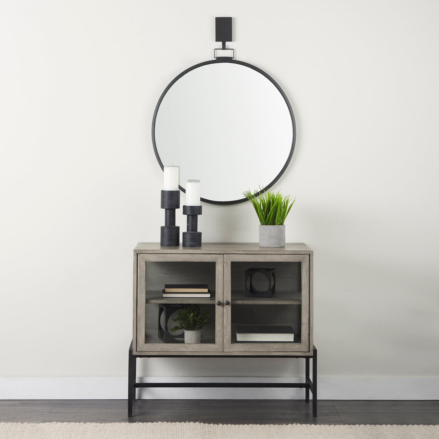 Grimm Wall Mirror Gray Metal | Round - wall-mirrors-grouped