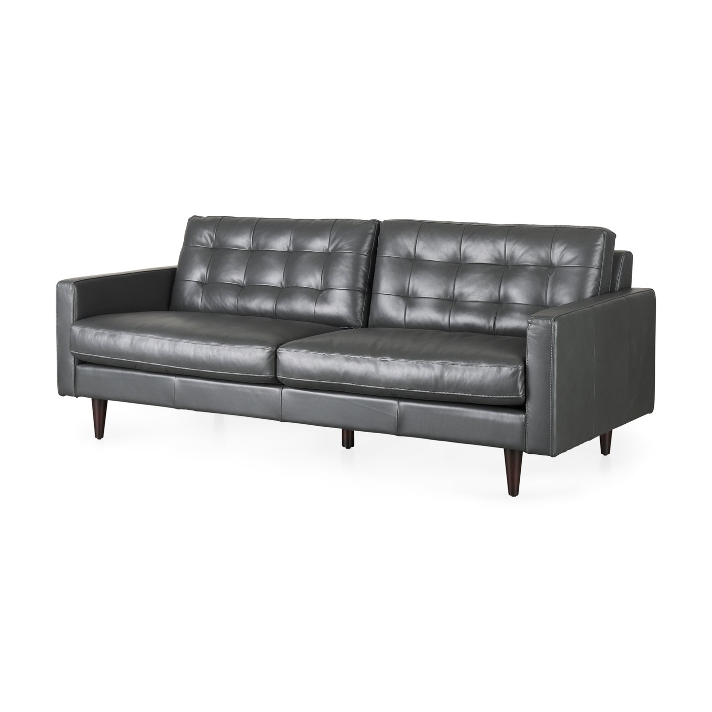 Olaf  88.0L x 38.0W x 35.0H Grey Leather Sofa