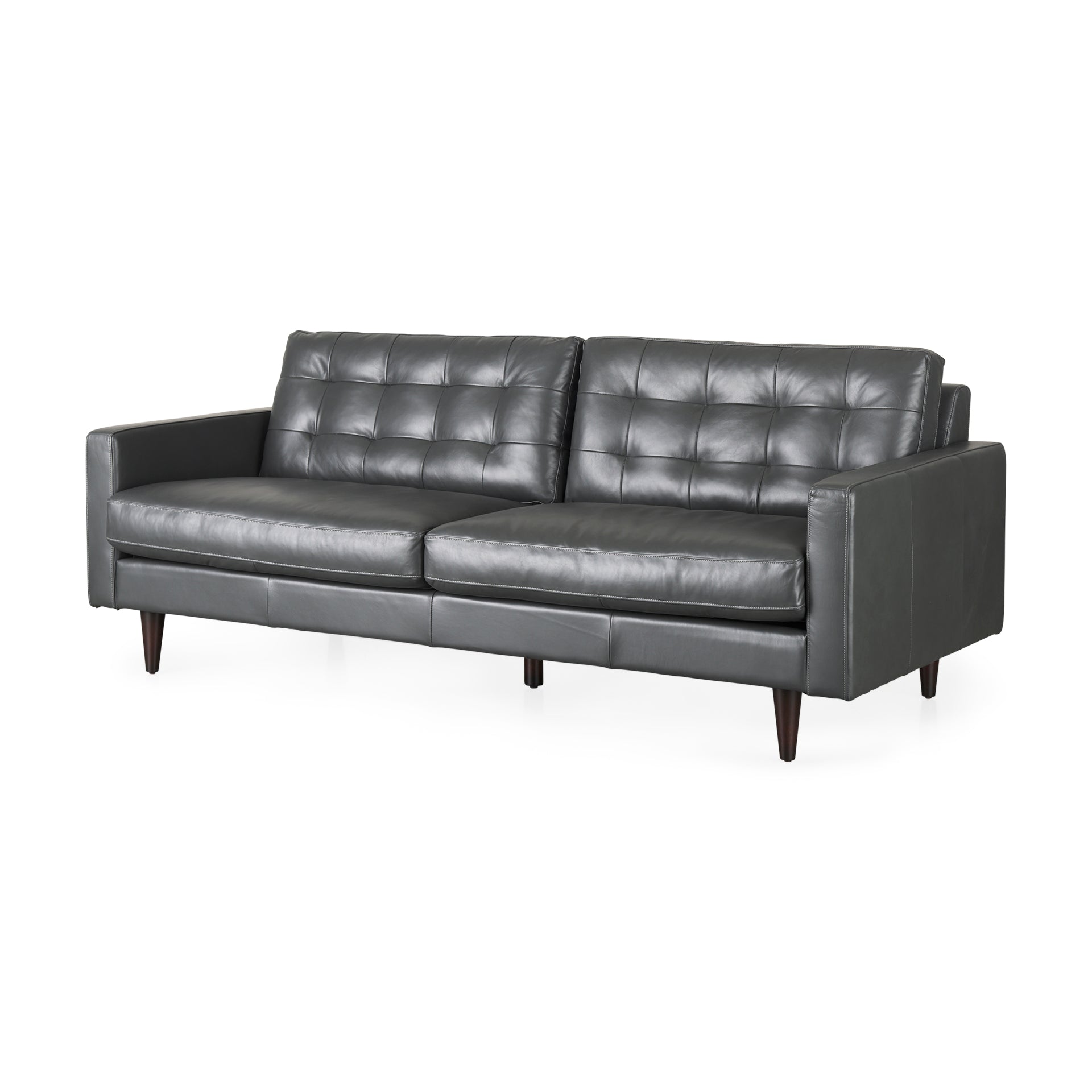 Olaf  88.0L x 38.0W x 35.0H Grey Leather Sofa