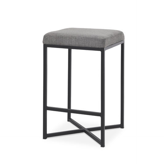 Frodo Bar Counter Stool Gray Fabric | Black Iron | Counter - bar-stools