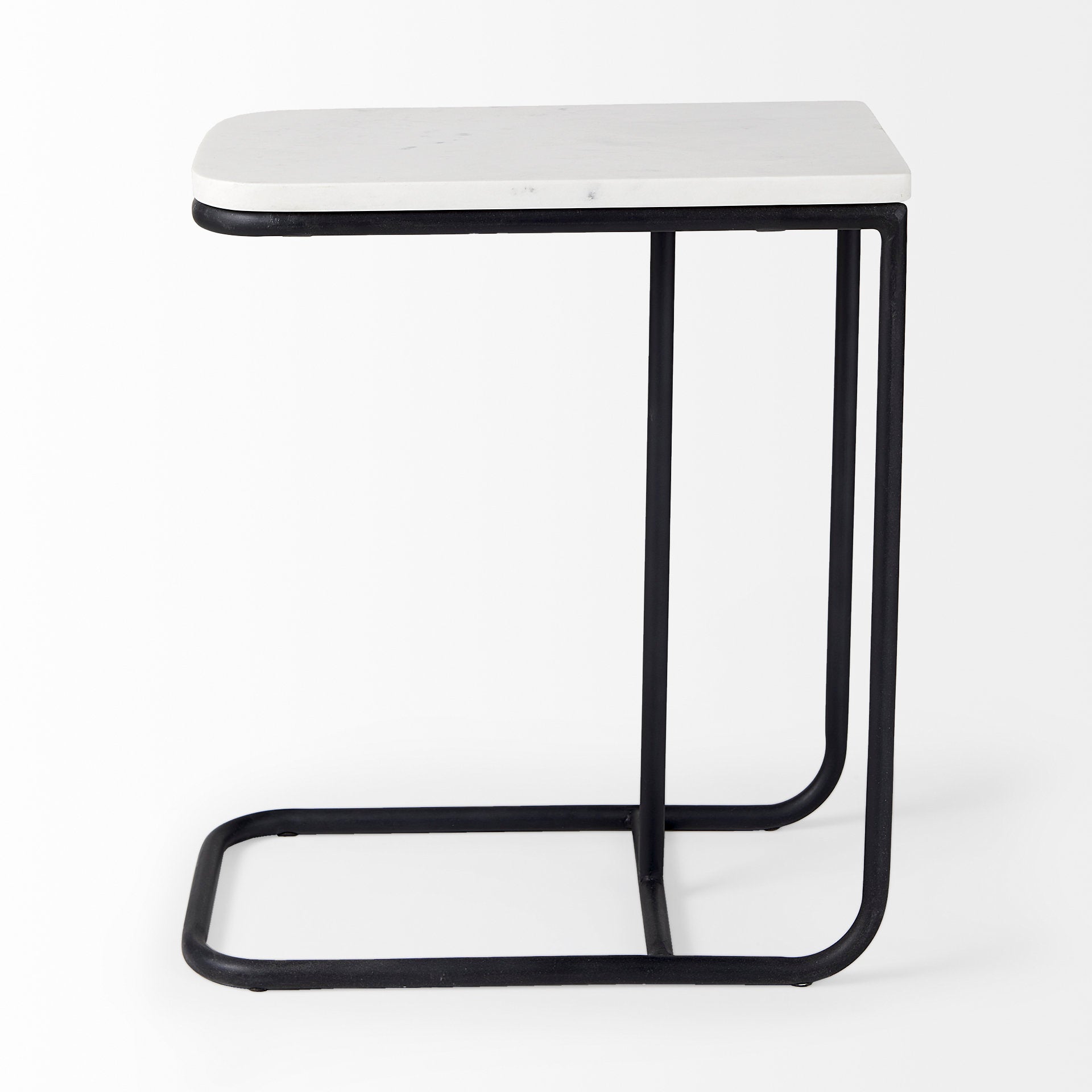 Kyra End Side Table White Marble | Black Metal - end-and-side-tables