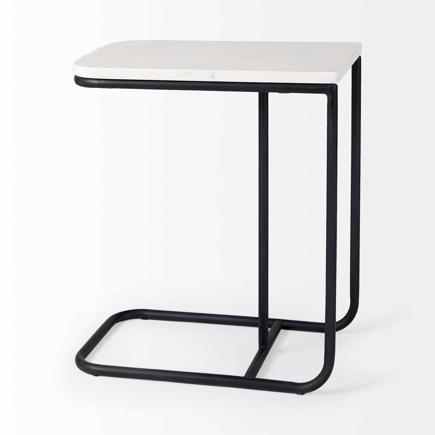 Kyra End Side Table White Marble | Black Metal - end-and-side-tables