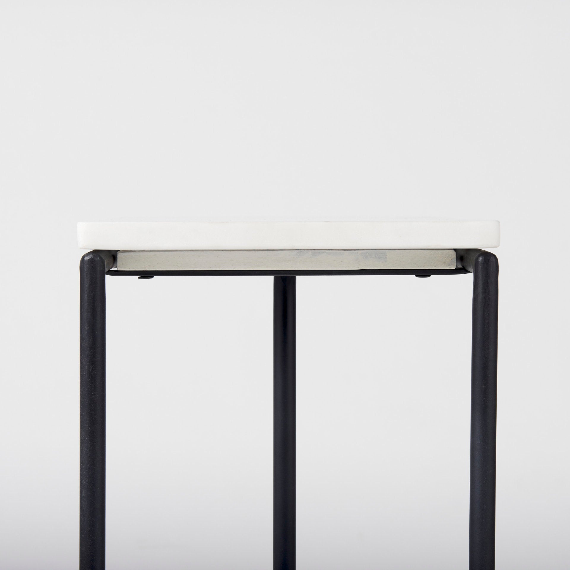 Kyra End Side Table White Marble | Black Metal - end-and-side-tables