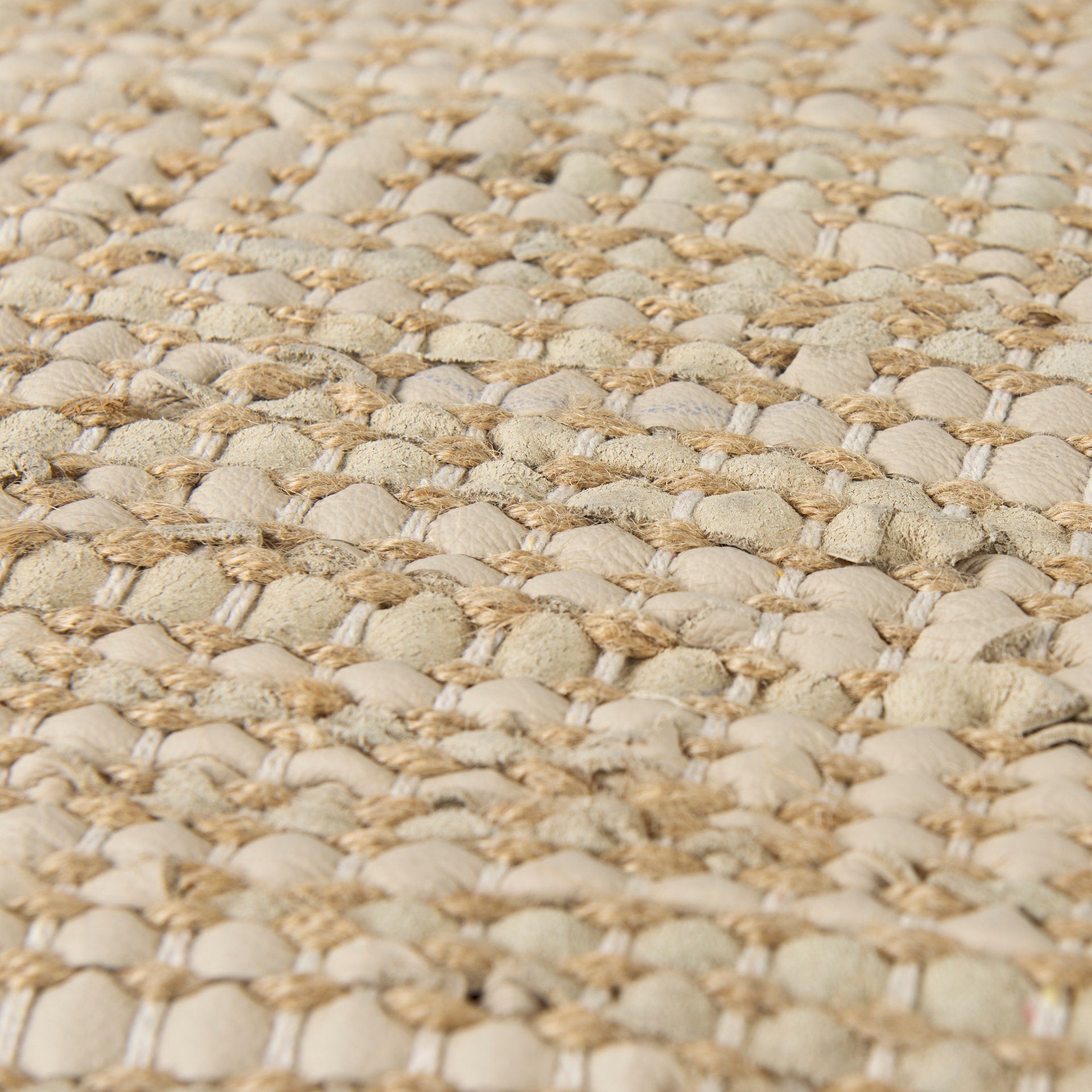 Aalia Pouf Beige Leather & Jute - poufs