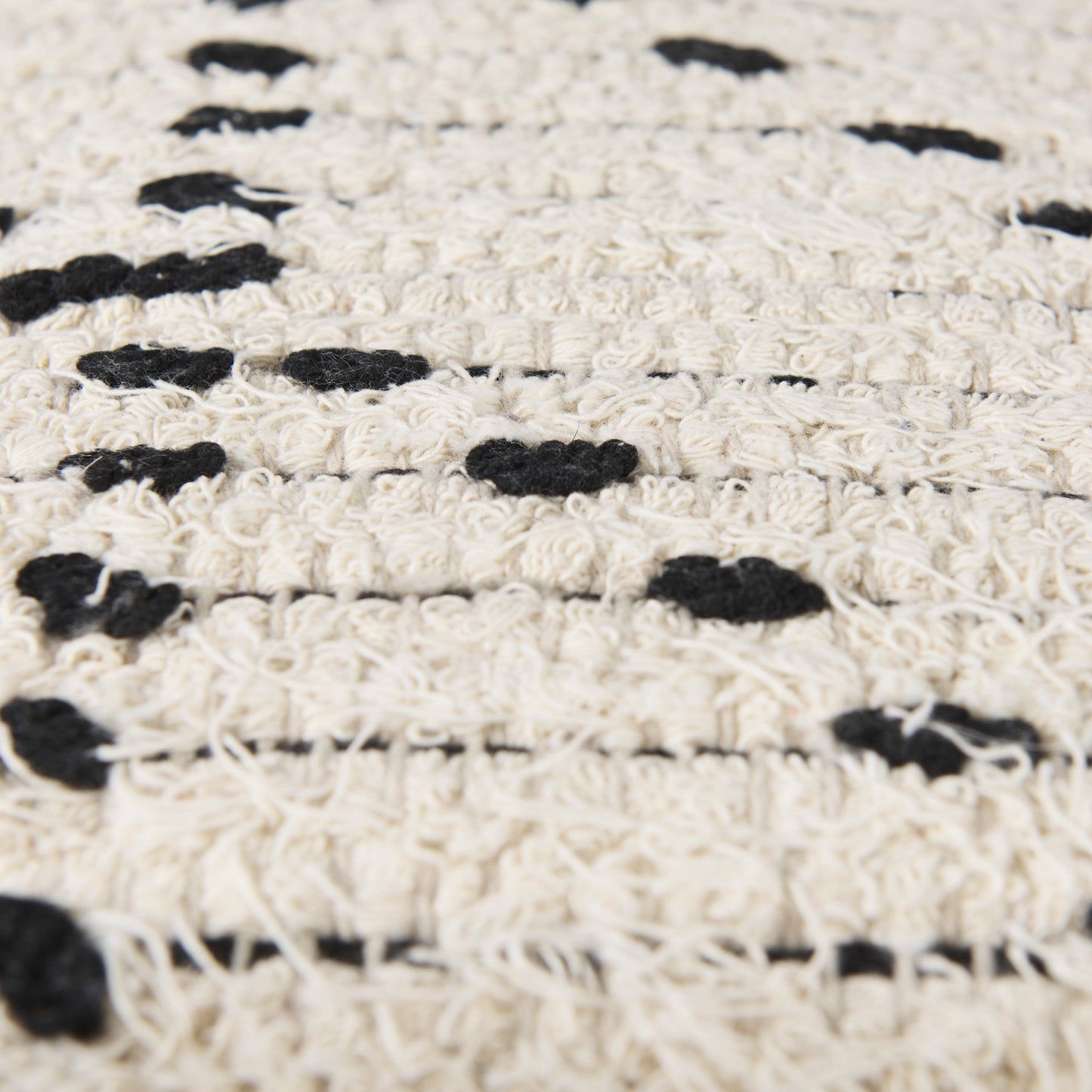 Aarohi 16.0L x 16.0W x 16.0H Cream/Black Cotton Patterned Pouf