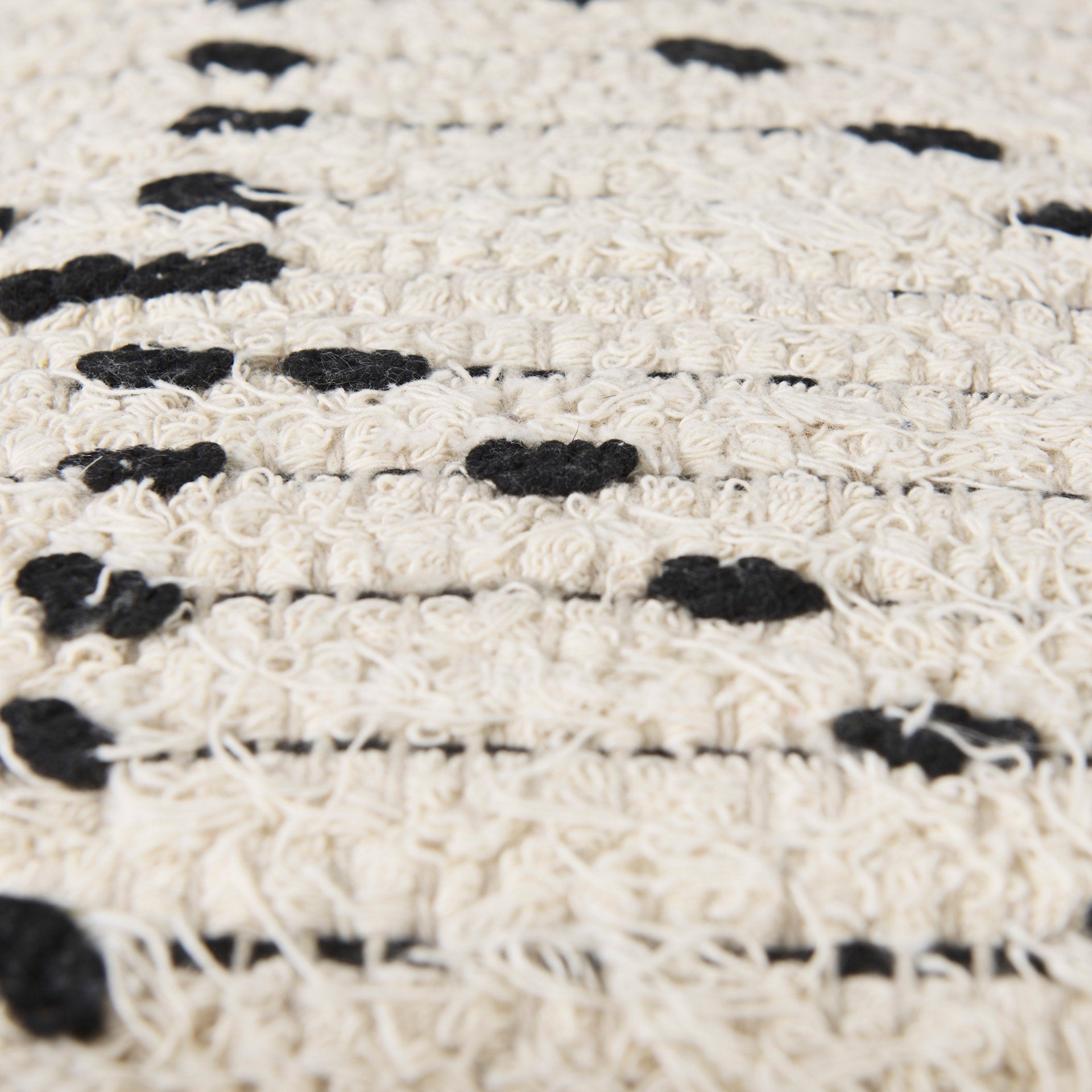 Aarohi 16.0L x 16.0W x 16.0H Cream/Black Cotton Patterned Pouf