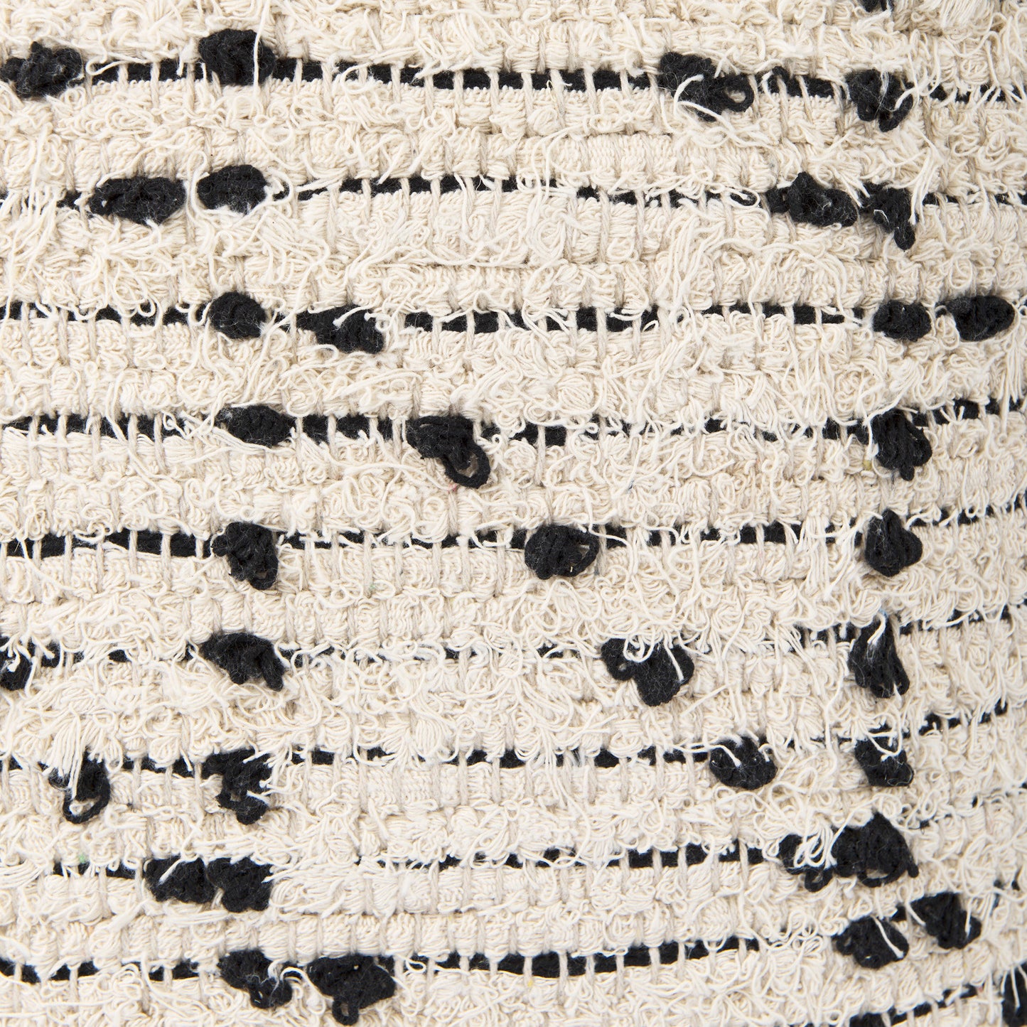 Aarohi 16.0L x 16.0W x 16.0H Cream/Black Cotton Patterned Pouf