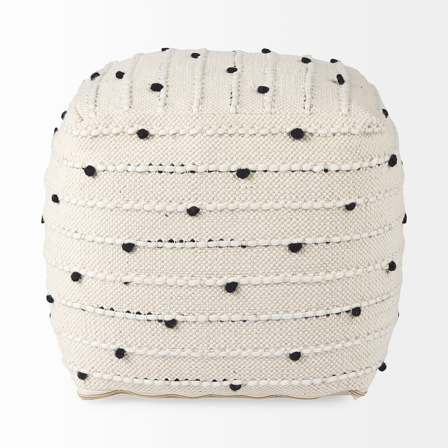 Amaira Pouf Cream/Black/White | Wool/Cotton - poufs