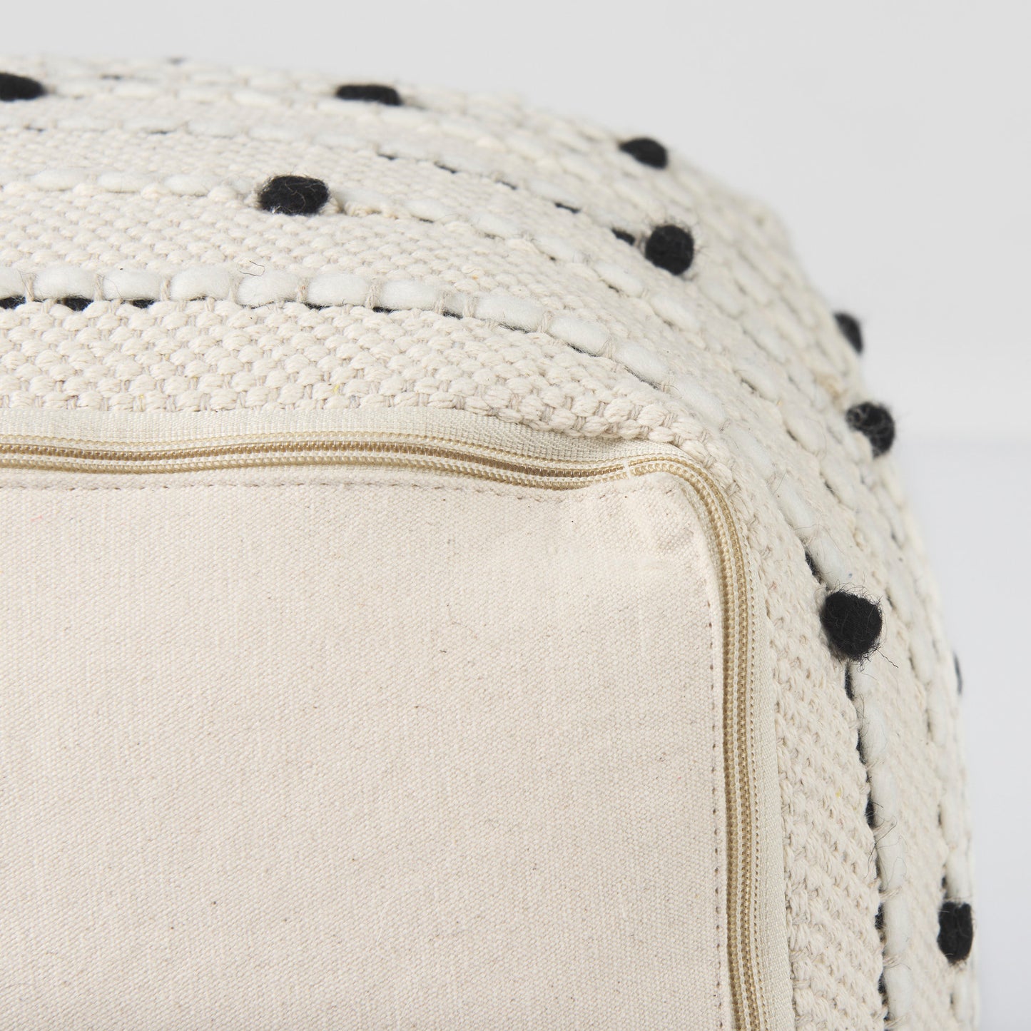 Amaira Pouf Cream/Black/White | Wool/Cotton - poufs