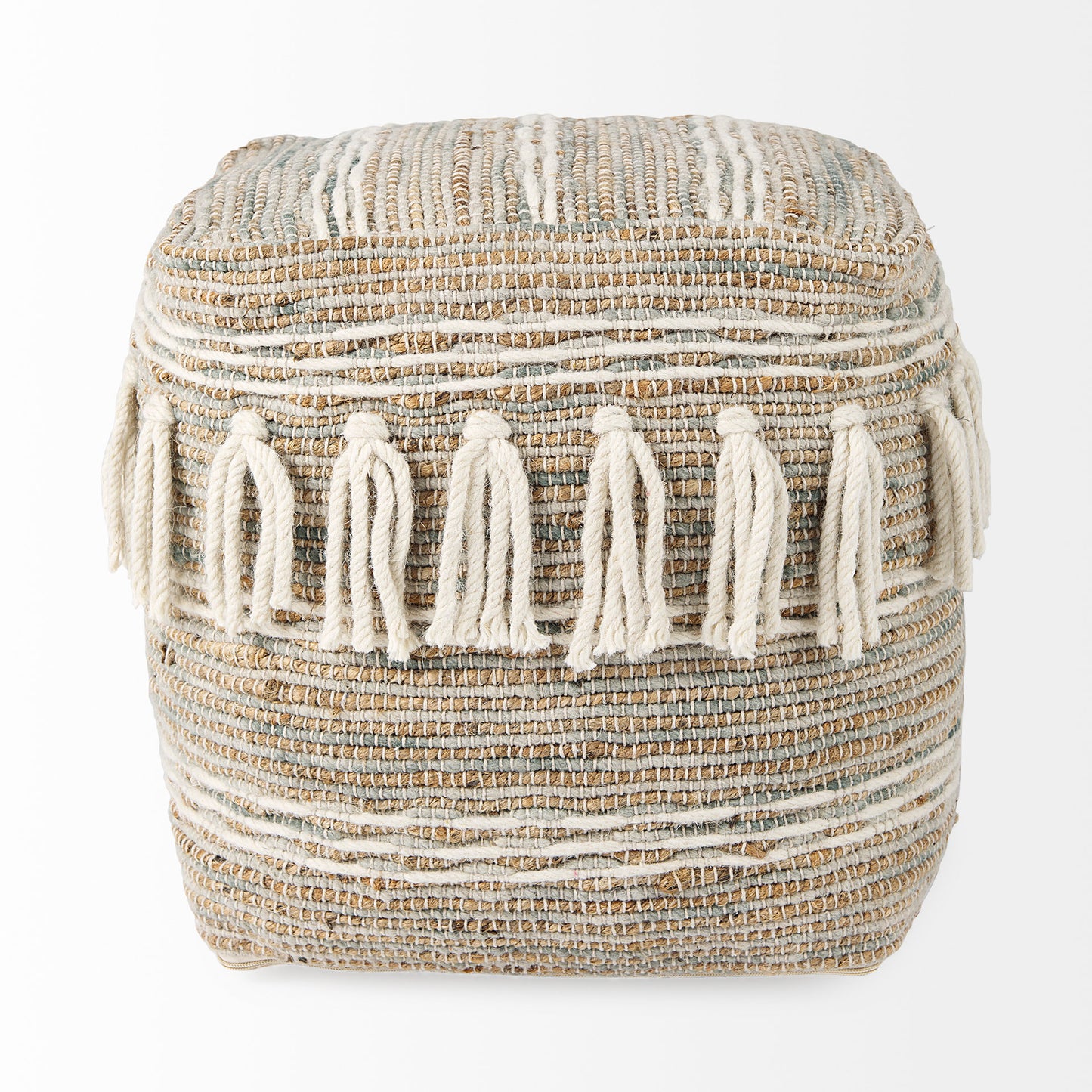 Avni Pouf Cream/Brown | Hemp/Wool - poufs