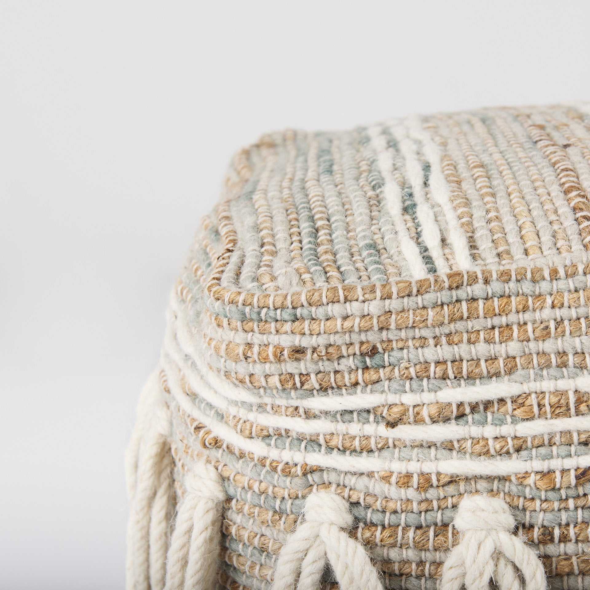 Avni Pouf Cream/Brown | Hemp/Wool - poufs