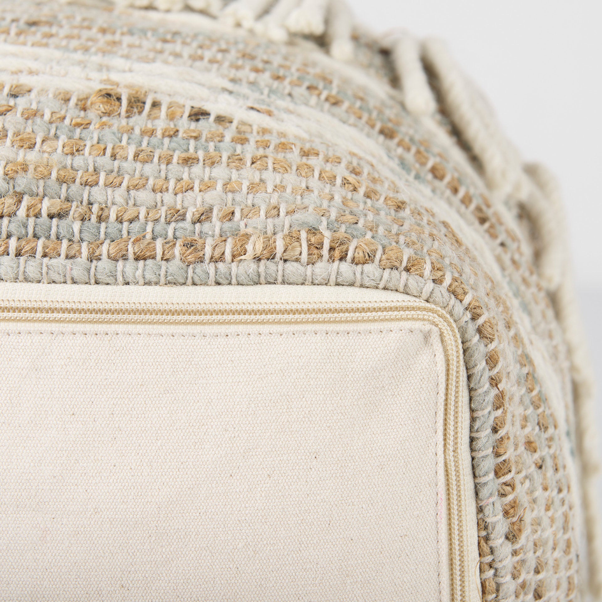 Avni Pouf Cream/Brown | Hemp/Wool - poufs