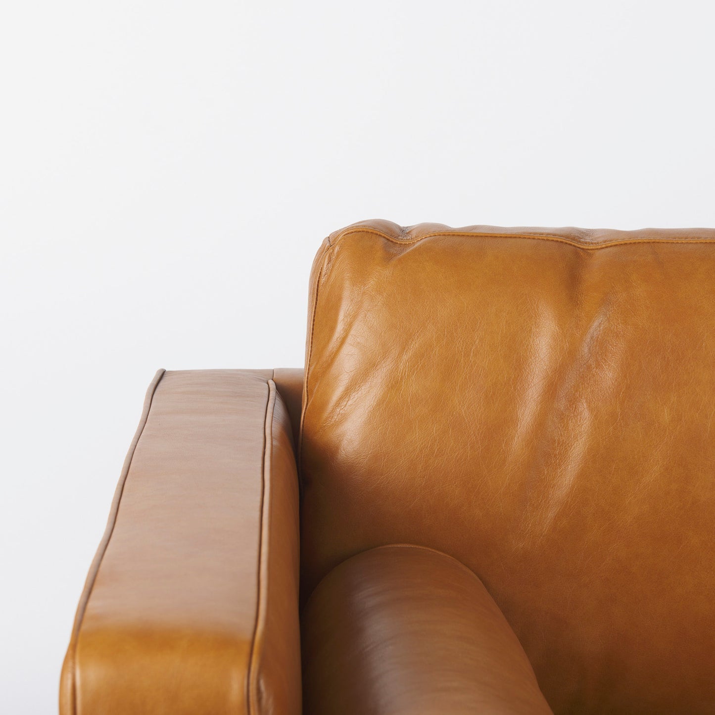 Svend 65.0L x 38.0W x 34.0H Tan Leather Love Seat Sofa