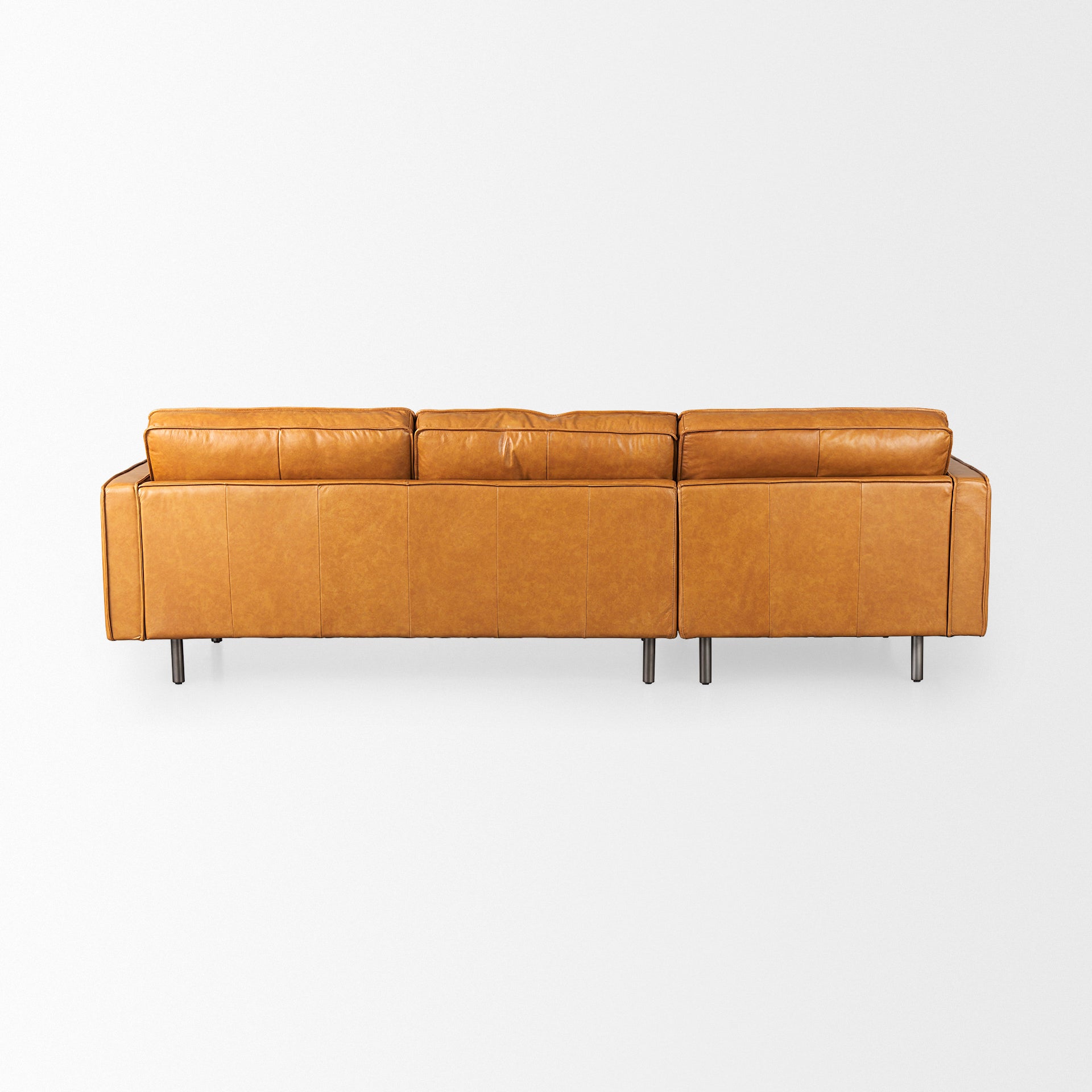 D'Arcy 111"L x 70"D x 33"H Tan Leather Left Chaise Sectional