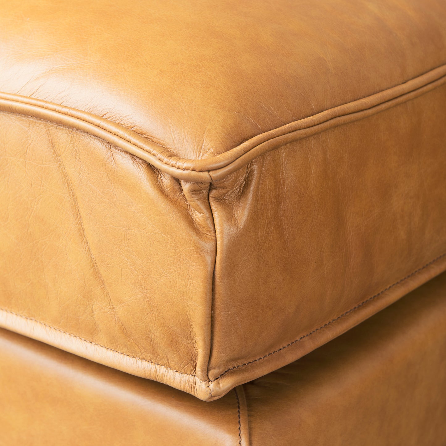 D'Arcy 111"L x 70"D x 33"H Tan Leather Left Chaise Sectional