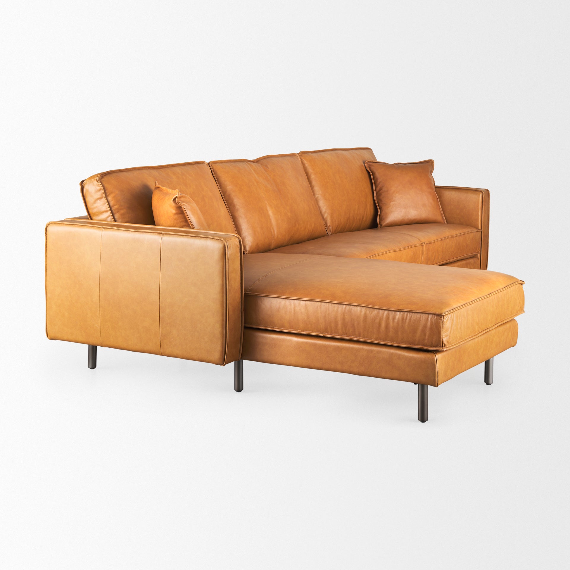 D'Arcy 111"L x 70"D x 33"H Tan Leather Left Chaise Sectional