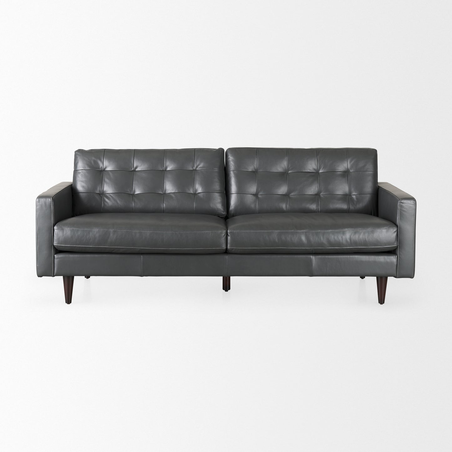Olaf  88.0L x 38.0W x 35.0H Grey Leather Sofa