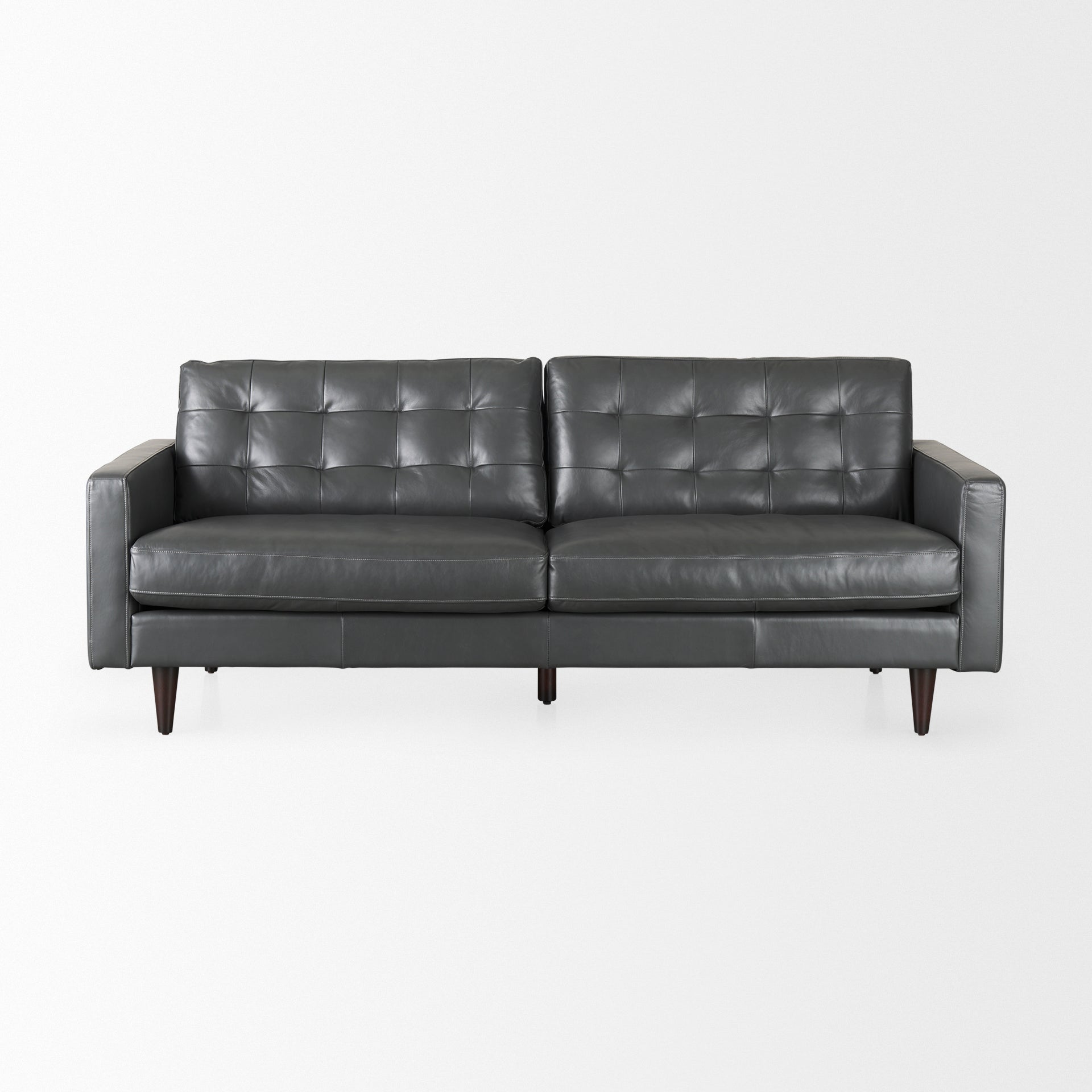 Olaf  88.0L x 38.0W x 35.0H Grey Leather Sofa
