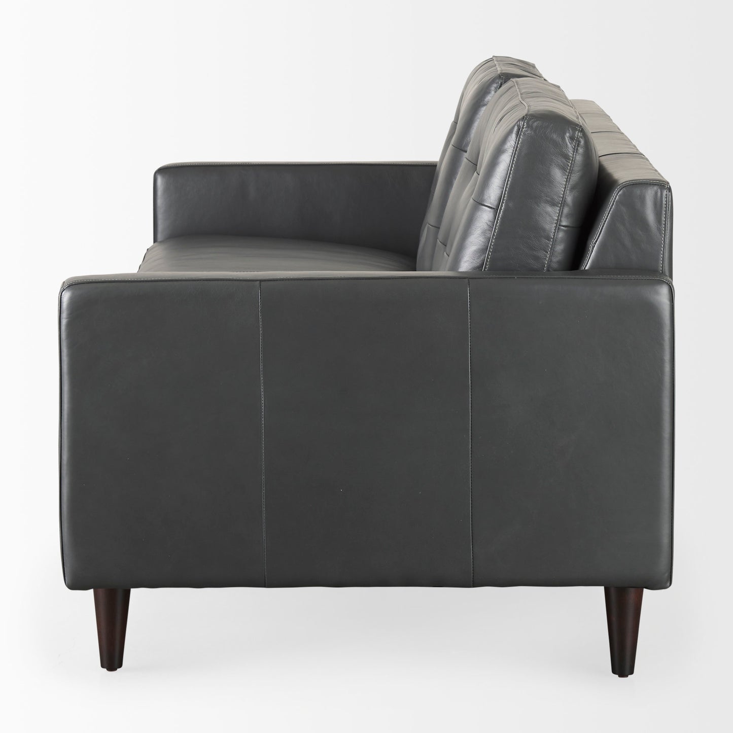 Olaf  88.0L x 38.0W x 35.0H Grey Leather Sofa