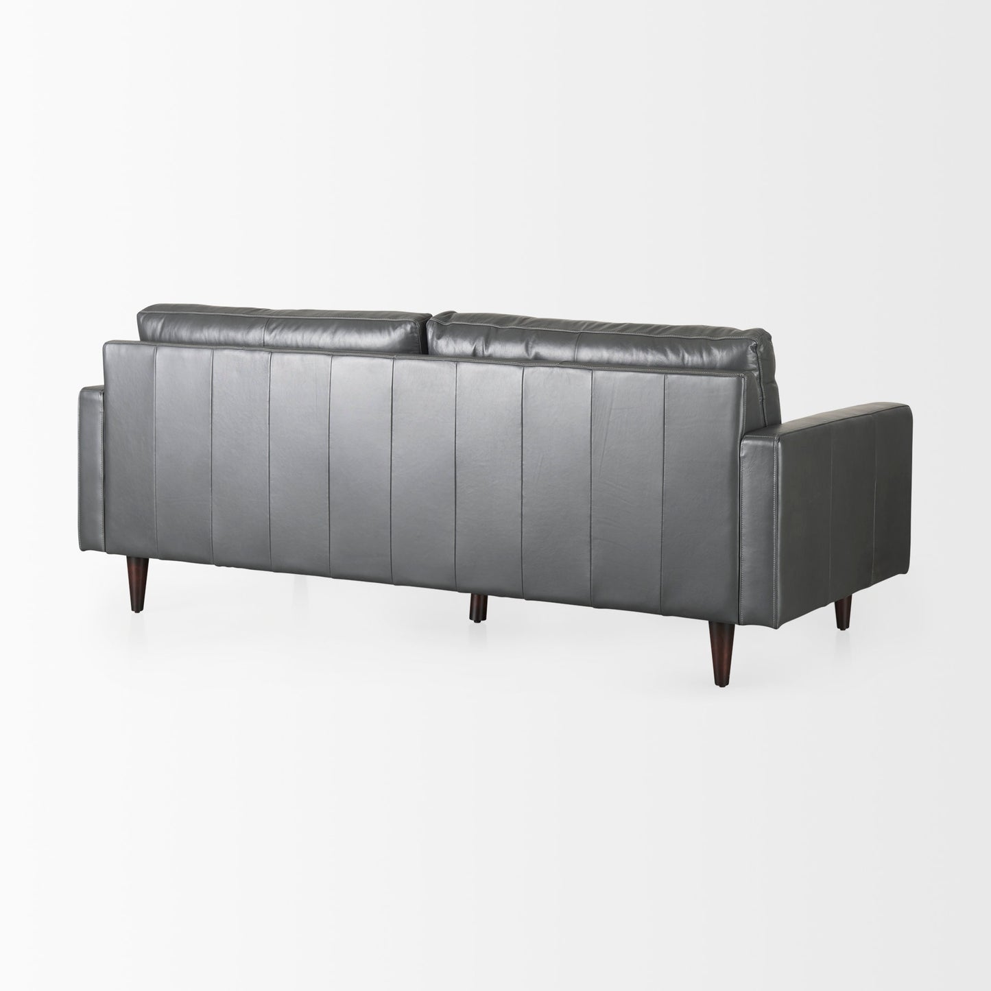 Olaf  88.0L x 38.0W x 35.0H Grey Leather Sofa