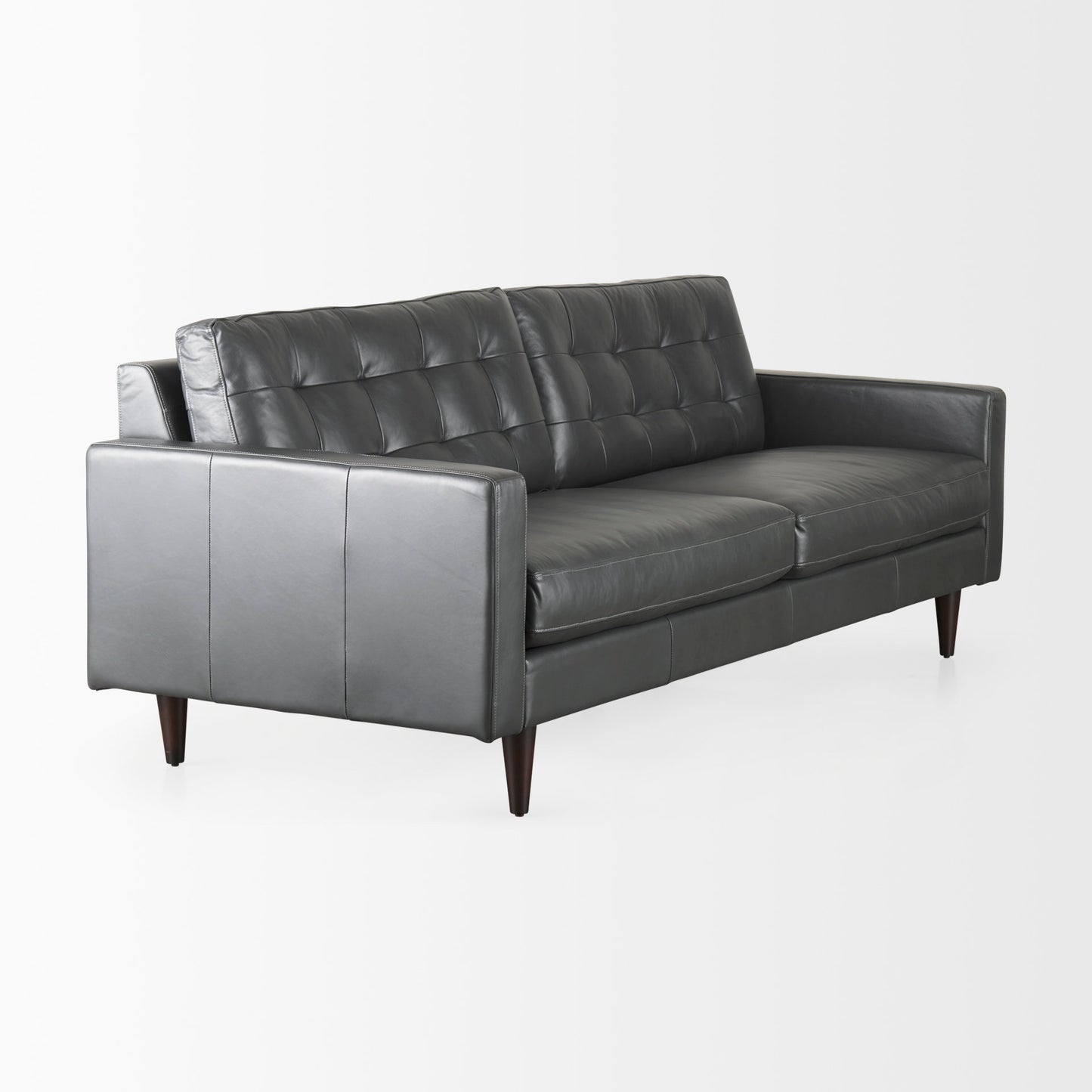 Olaf  88.0L x 38.0W x 35.0H Grey Leather Sofa