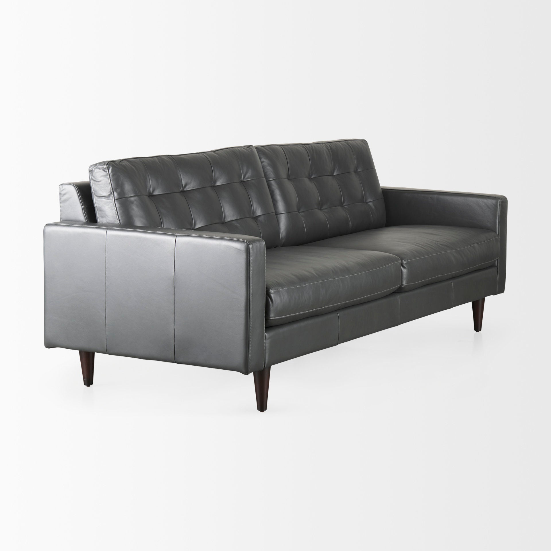 Olaf  88.0L x 38.0W x 35.0H Grey Leather Sofa