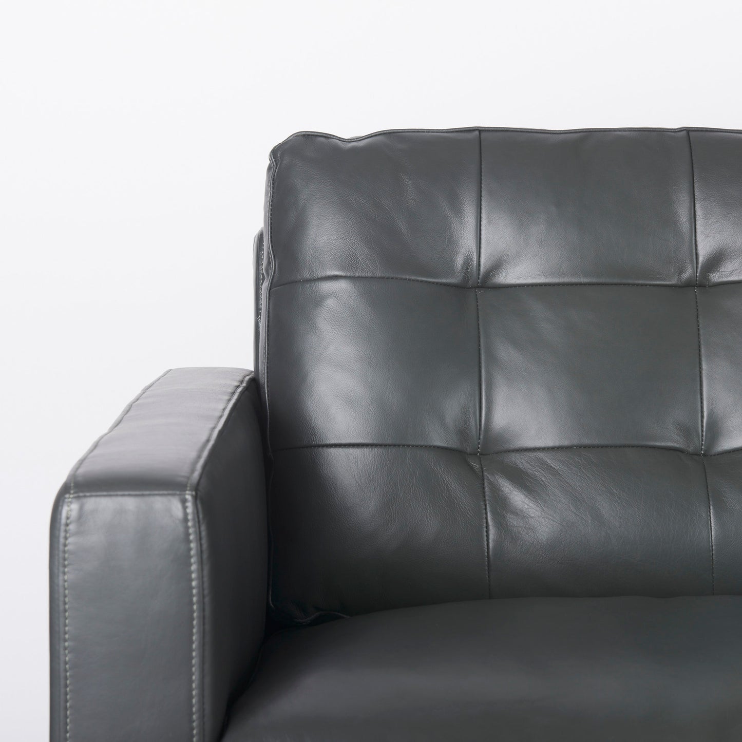 Olaf  88.0L x 38.0W x 35.0H Grey Leather Sofa