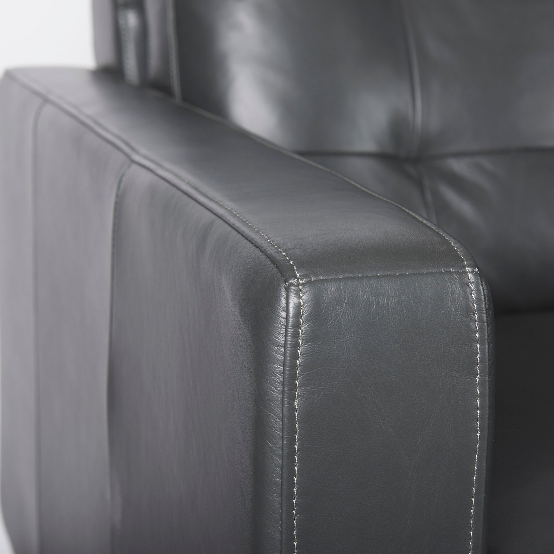 Olaf  88.0L x 38.0W x 35.0H Grey Leather Sofa
