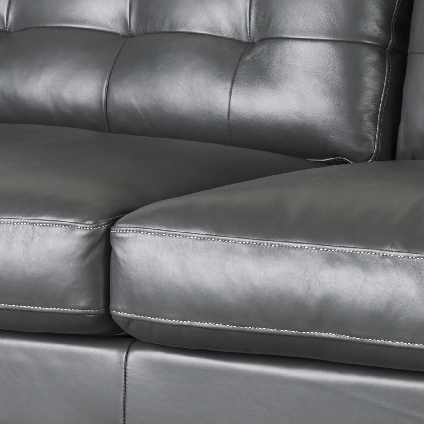 Olaf  88.0L x 38.0W x 35.0H Grey Leather Sofa