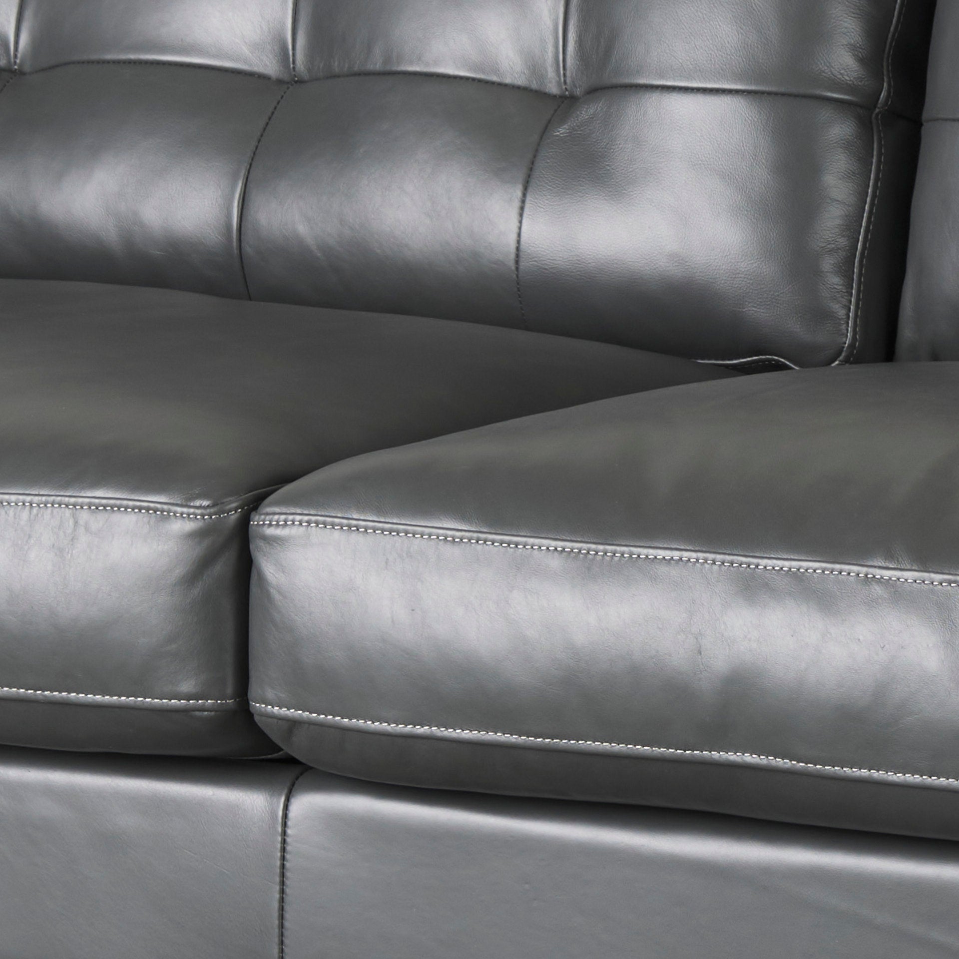 Olaf  88.0L x 38.0W x 35.0H Grey Leather Sofa