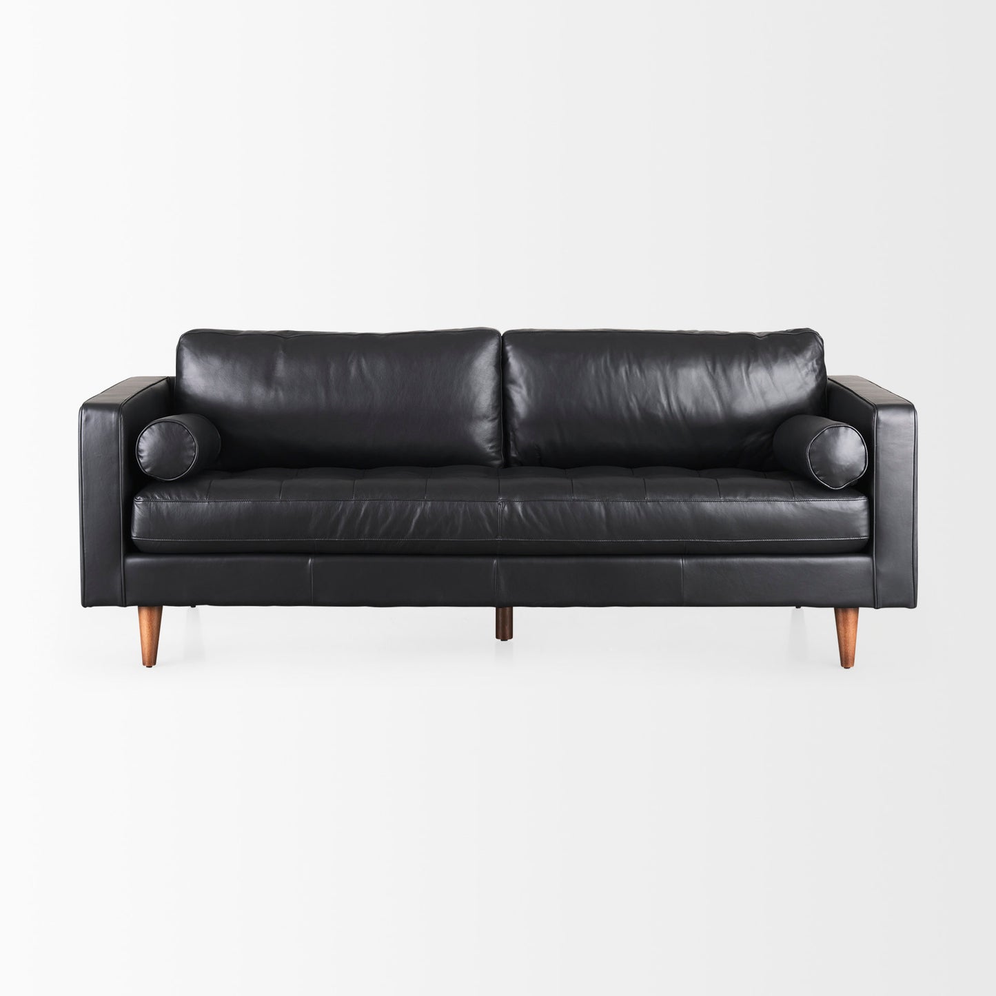 Svend 88.0L x 38.0W x 34.0H Black Leather Sofa