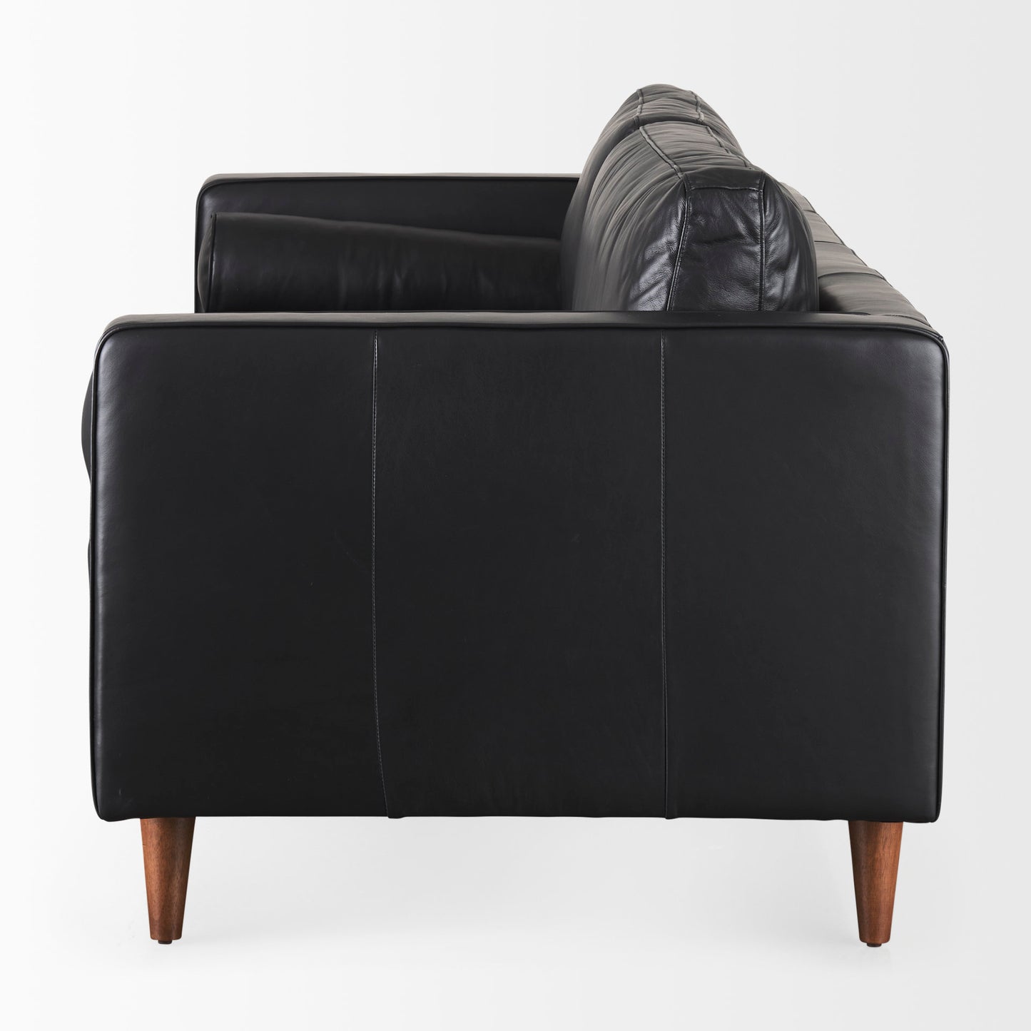 Svend 88.0L x 38.0W x 34.0H Black Leather Sofa