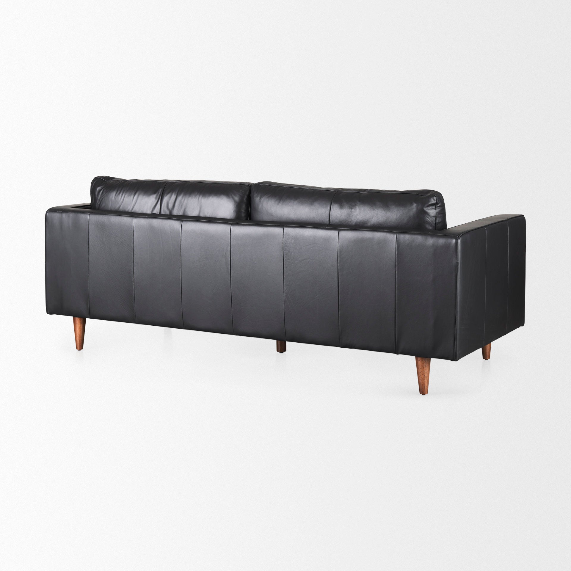 Svend 88.0L x 38.0W x 34.0H Black Leather Sofa