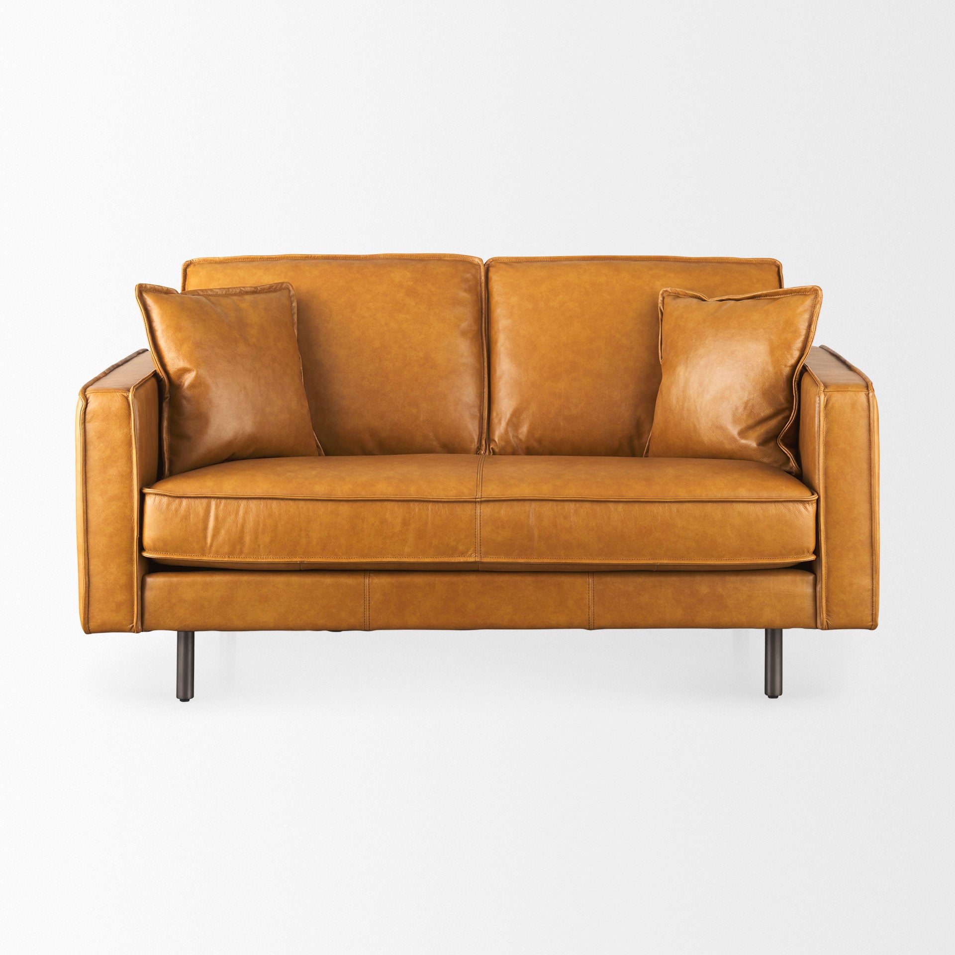 D'Arcy 65.0L x 37.0W x 34.0H Tan Leather Love Seat