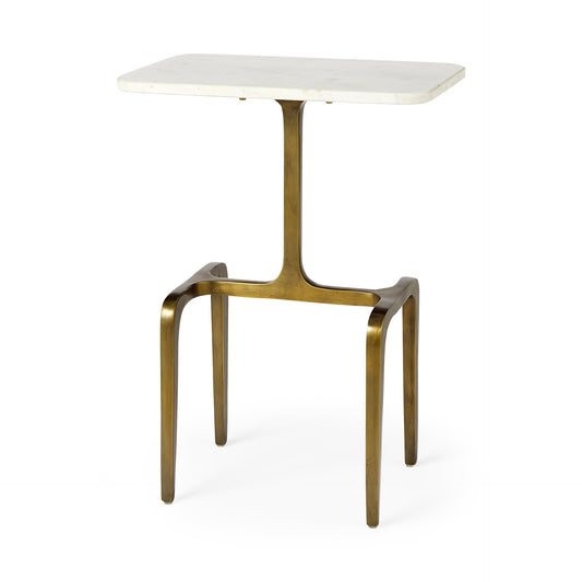 Preston Accent Table White Marble | Gold Metal - accent-tables