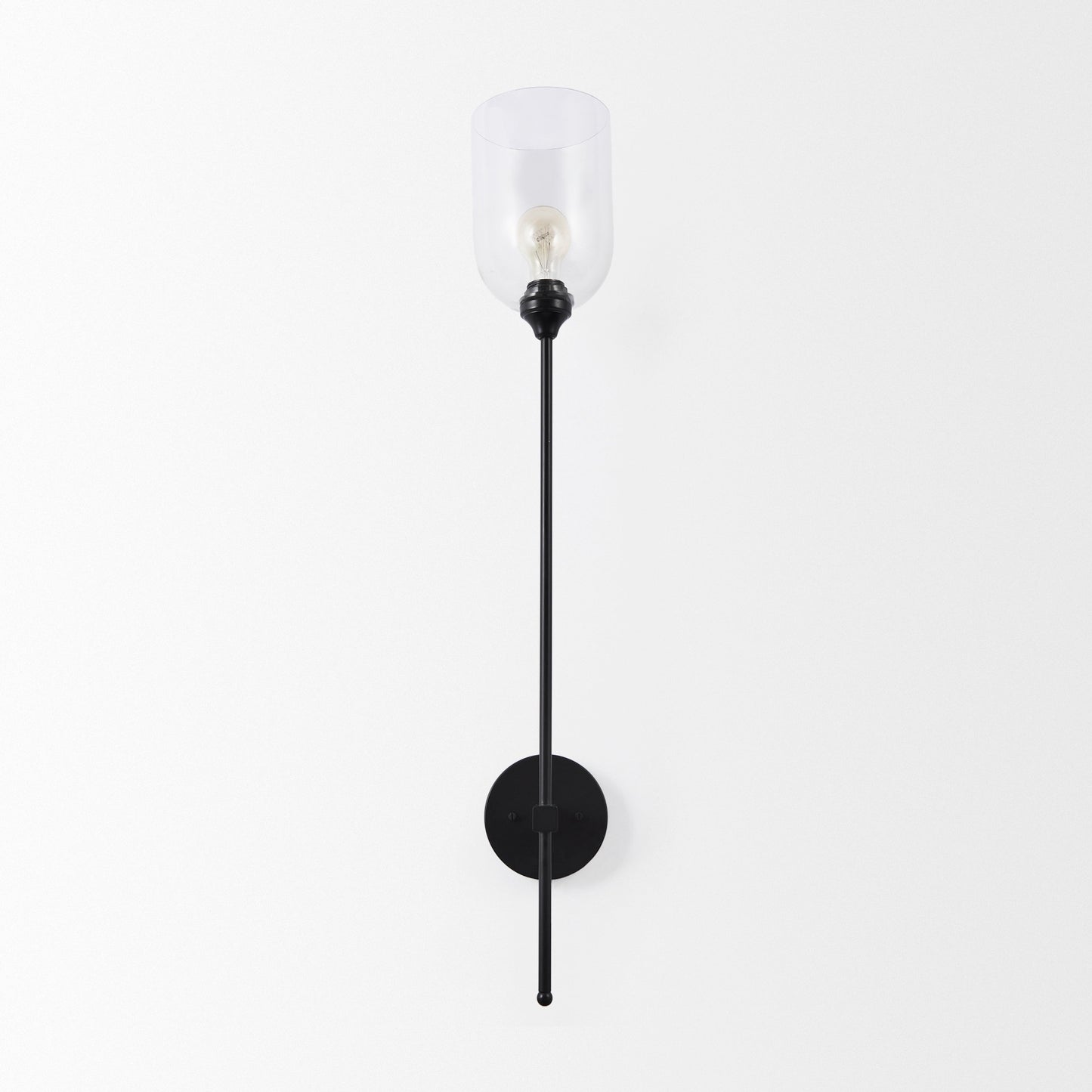 Clyde Wall Sconce Black Metal | Glass Globe - wall-fixtures