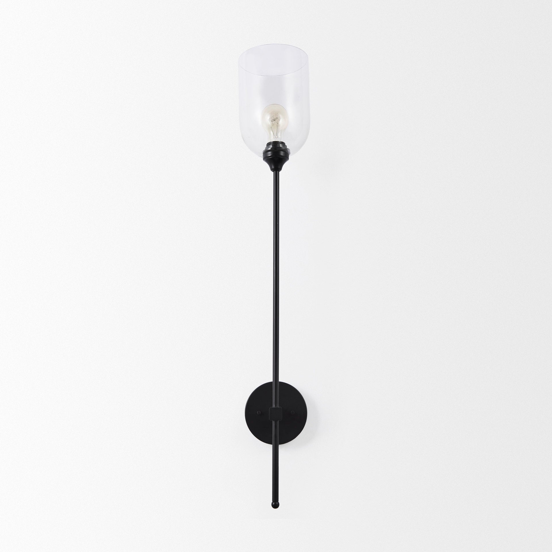 Clyde Wall Sconce Black Metal | Glass Globe - wall-fixtures