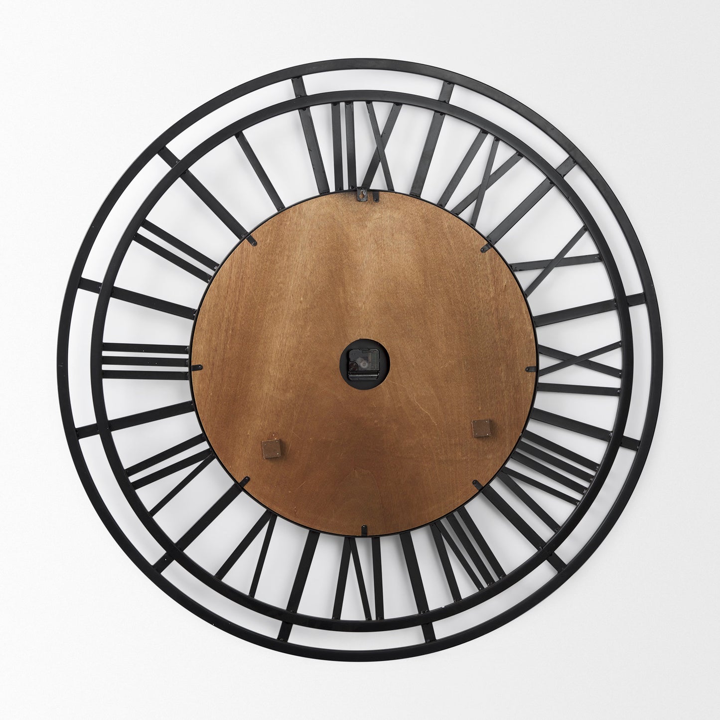 Lewiston Wall Clock Brown Wood | Black Metal | 42.1’’ - wall-clocks