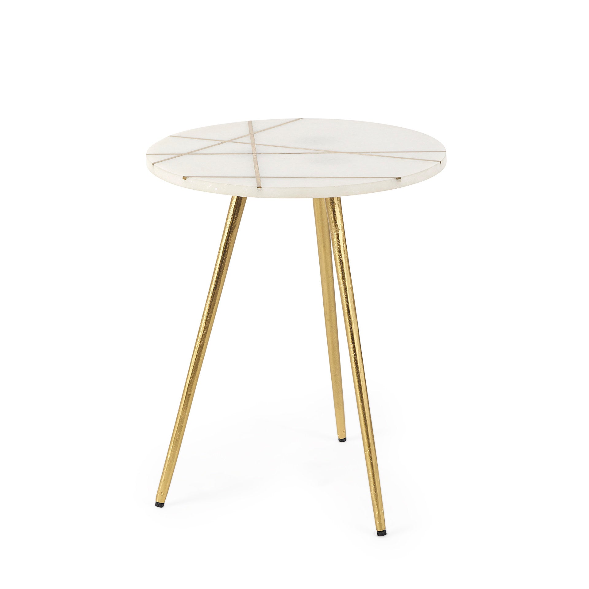 Vivienne Accent Table Series White Marble | Gold Metal | 19.0H - accent-tables