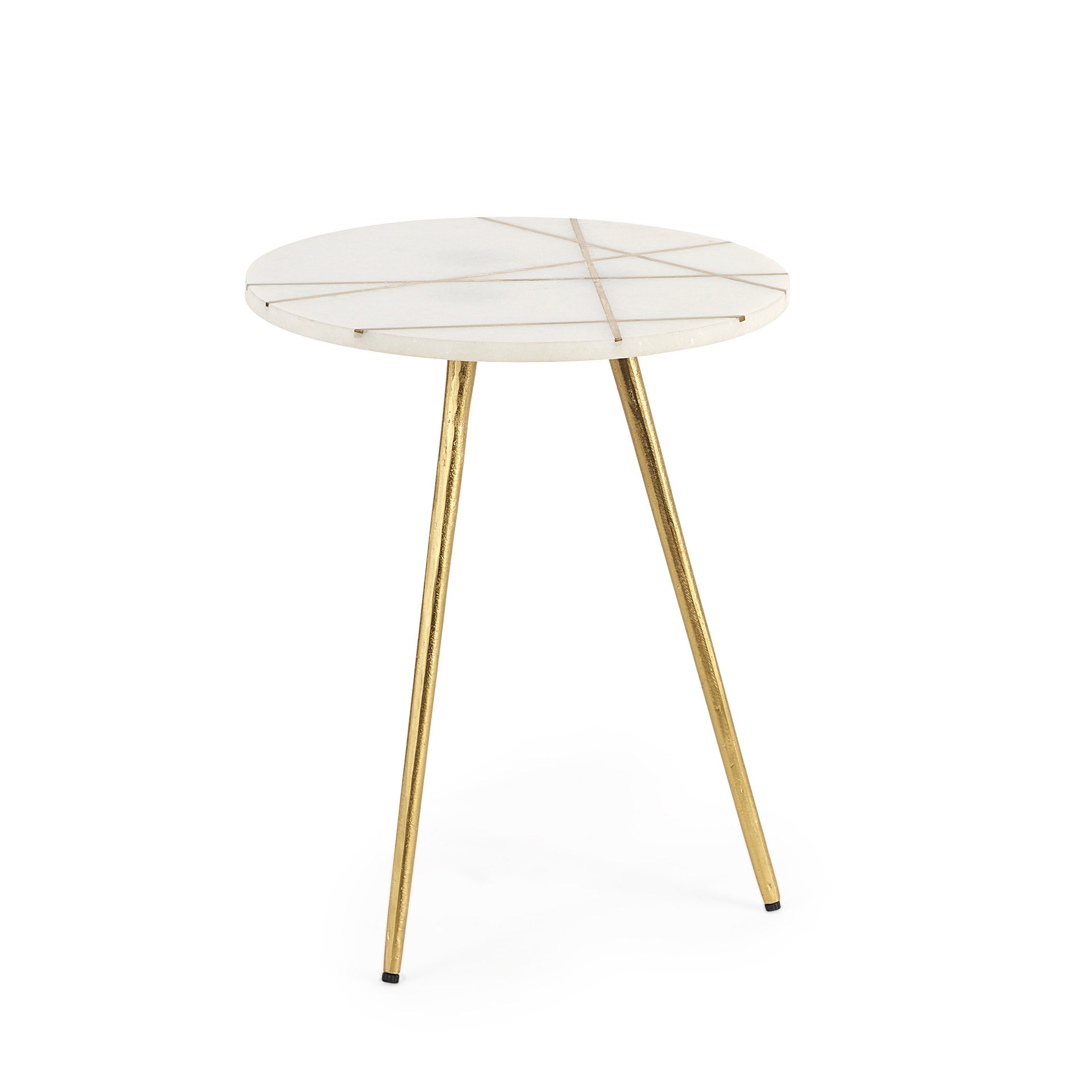 Vivienne Accent Table Series White Marble | Gold Metal | 19.0H - accent-tables