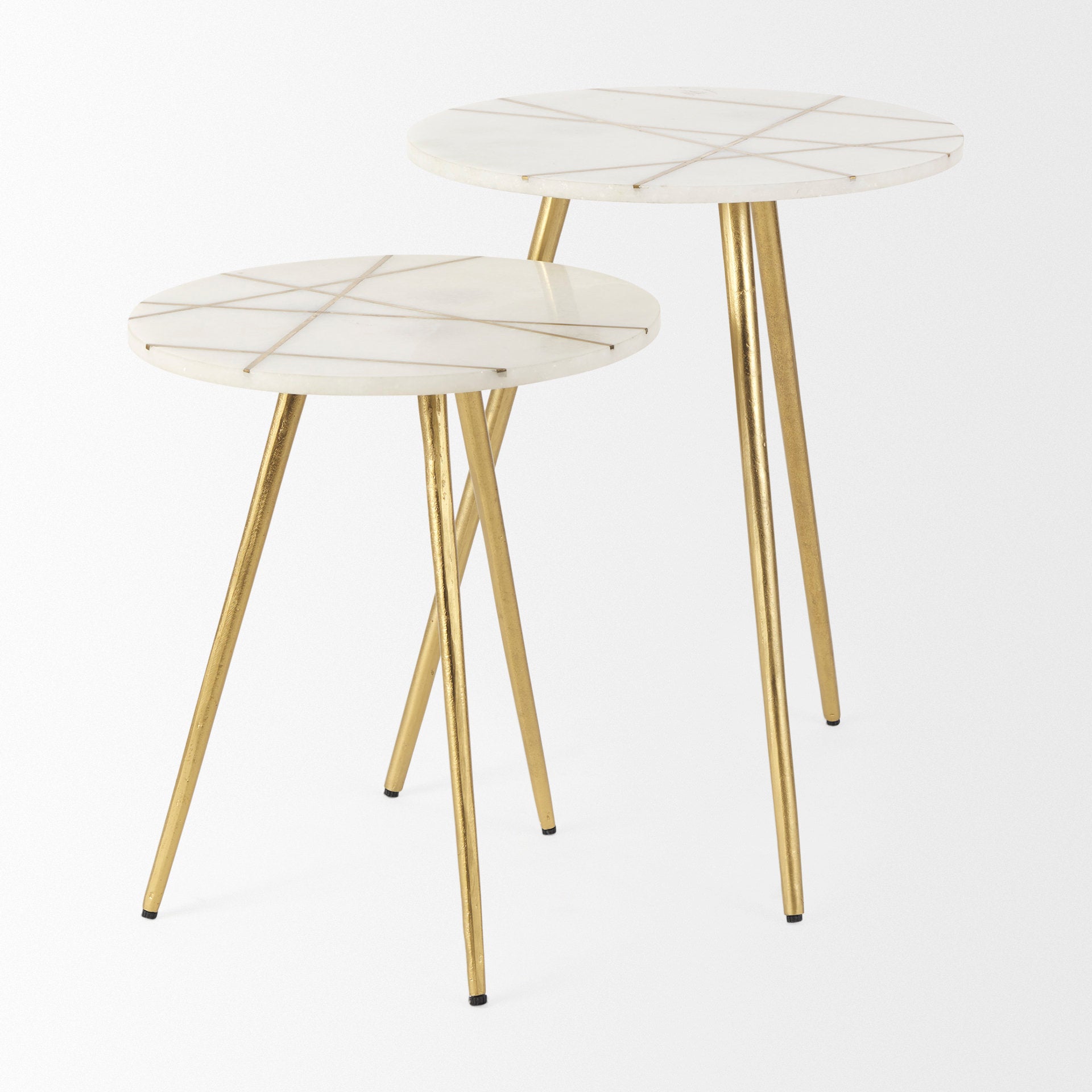 Vivienne Accent Table Series White Marble | Gold Metal | 19.0H - accent-tables