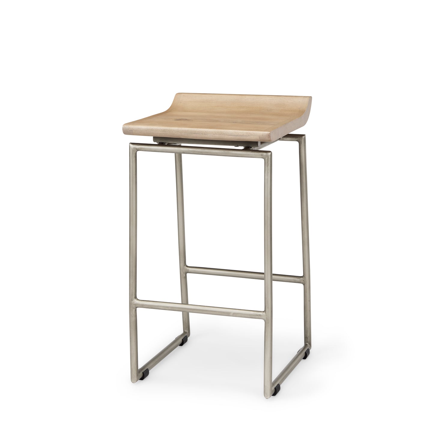 Givens Bar Counter Stool Brown Wood | Silver Metal | Counter - bar-stools