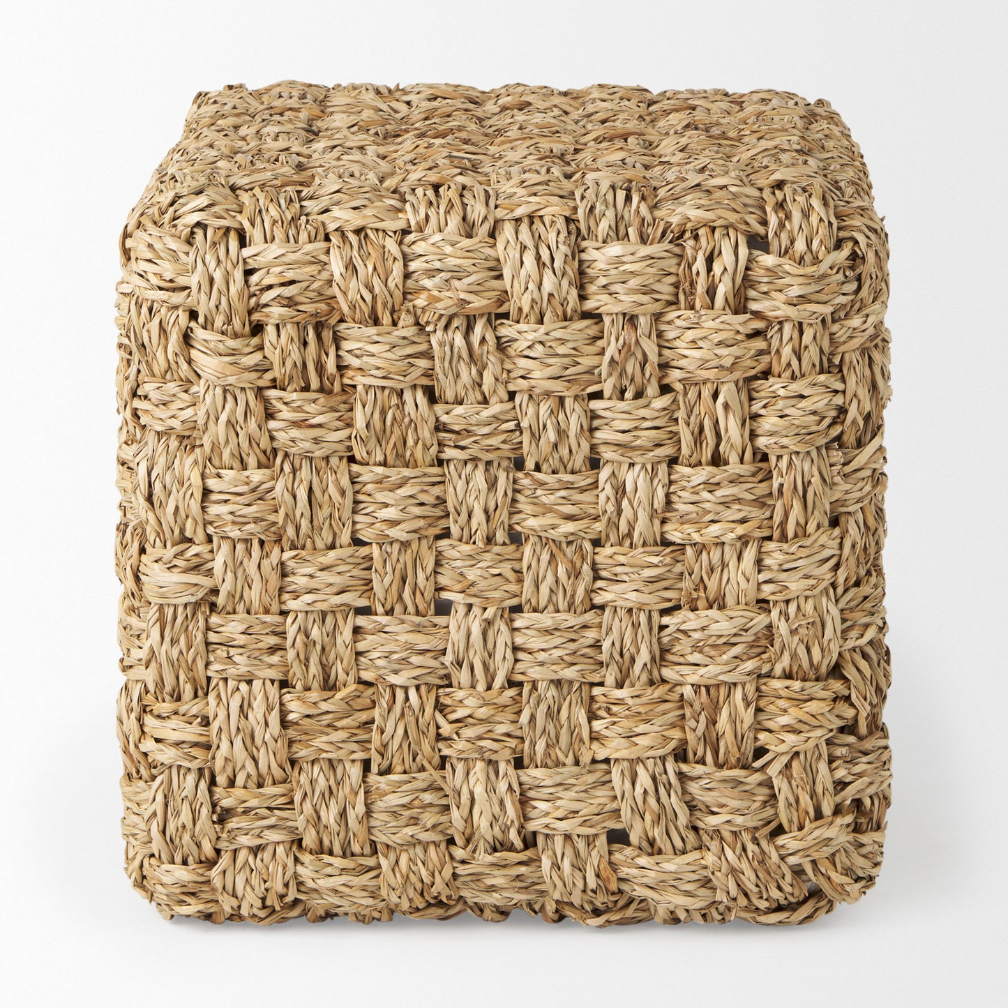 Adele  17.7L x 17.7W x 17.7H Medium Brown Seagrass Woven Square Pouf