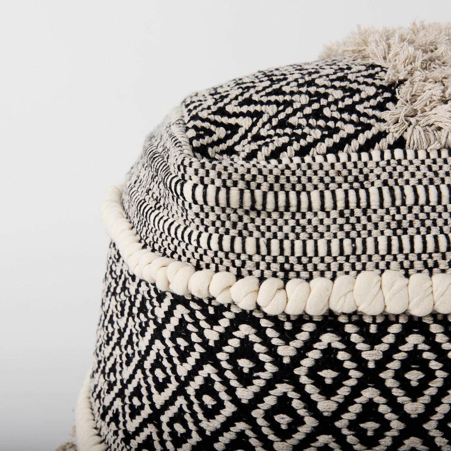 Darika Pouf Black/White/Gray Cotton - poufs