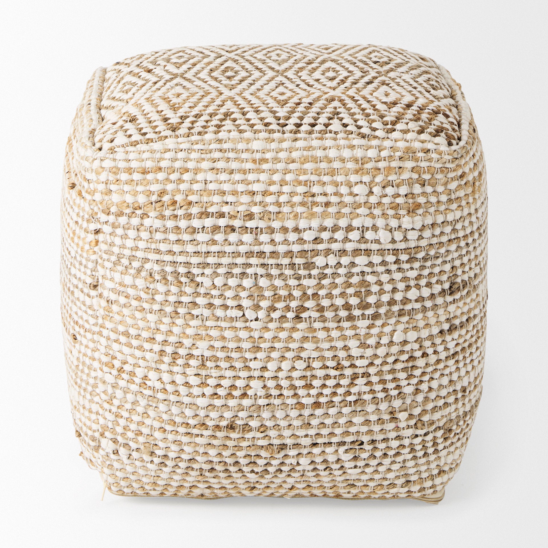 Ekani Pouf Cream/Beige Cotton - poufs