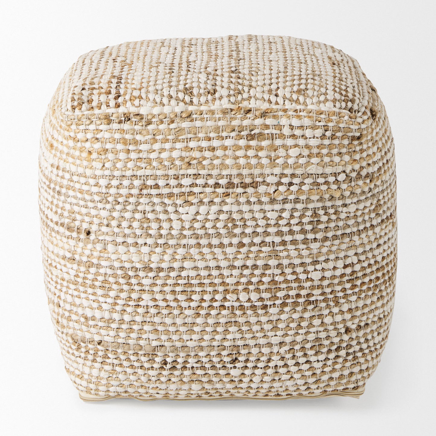 Ekani Pouf Cream/Beige Cotton - poufs