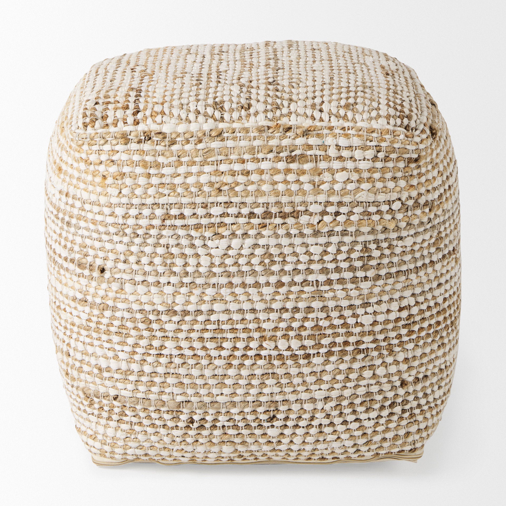 Ekani Pouf Cream/Beige Cotton - poufs